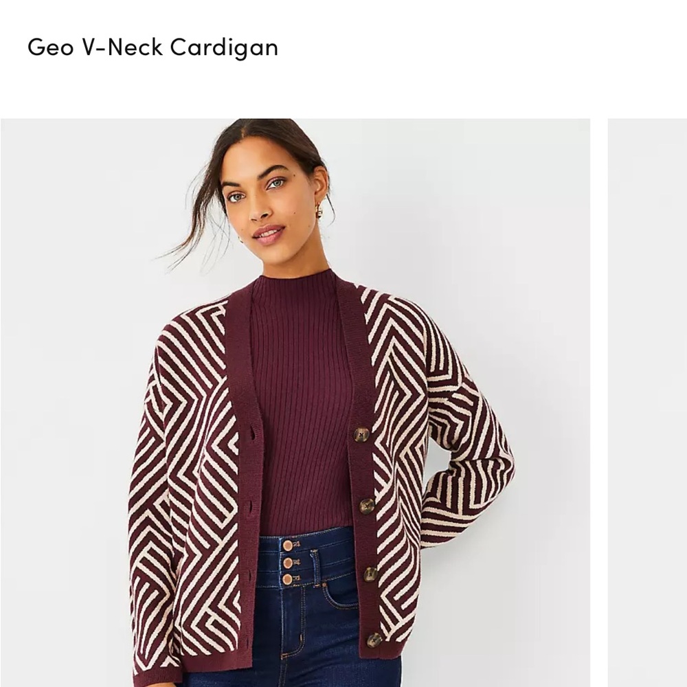 Loft Geo V-Neck Cardigan size XS